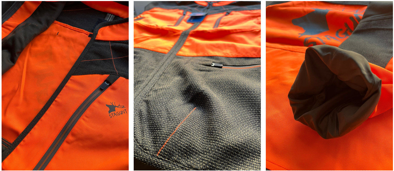 Detailansicht der Stagunt Prolight Track Jagdjacke mit praktischen Taschen