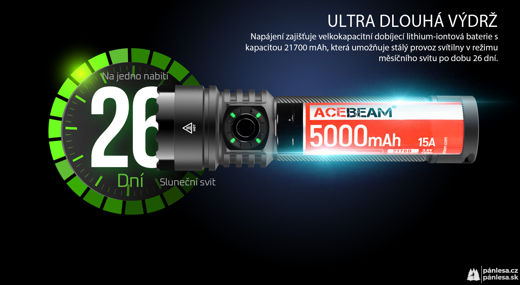 AceBeam E75, 4500 lm, black - Taktická LED svítilna, černá
