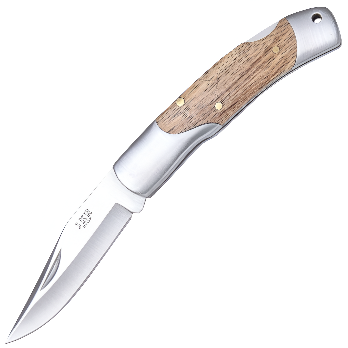 JKR Zavírací nůž, 6,5 cm, dřevo. Kvalitní nůž s čepelí z oceli 3Cr13MoV a vnější pojistkou. Ideální pro každodenní nošení v kapse nebo na klíčích. Konstrukčně jednoduchý nůž s dřevěnou rukojetí.