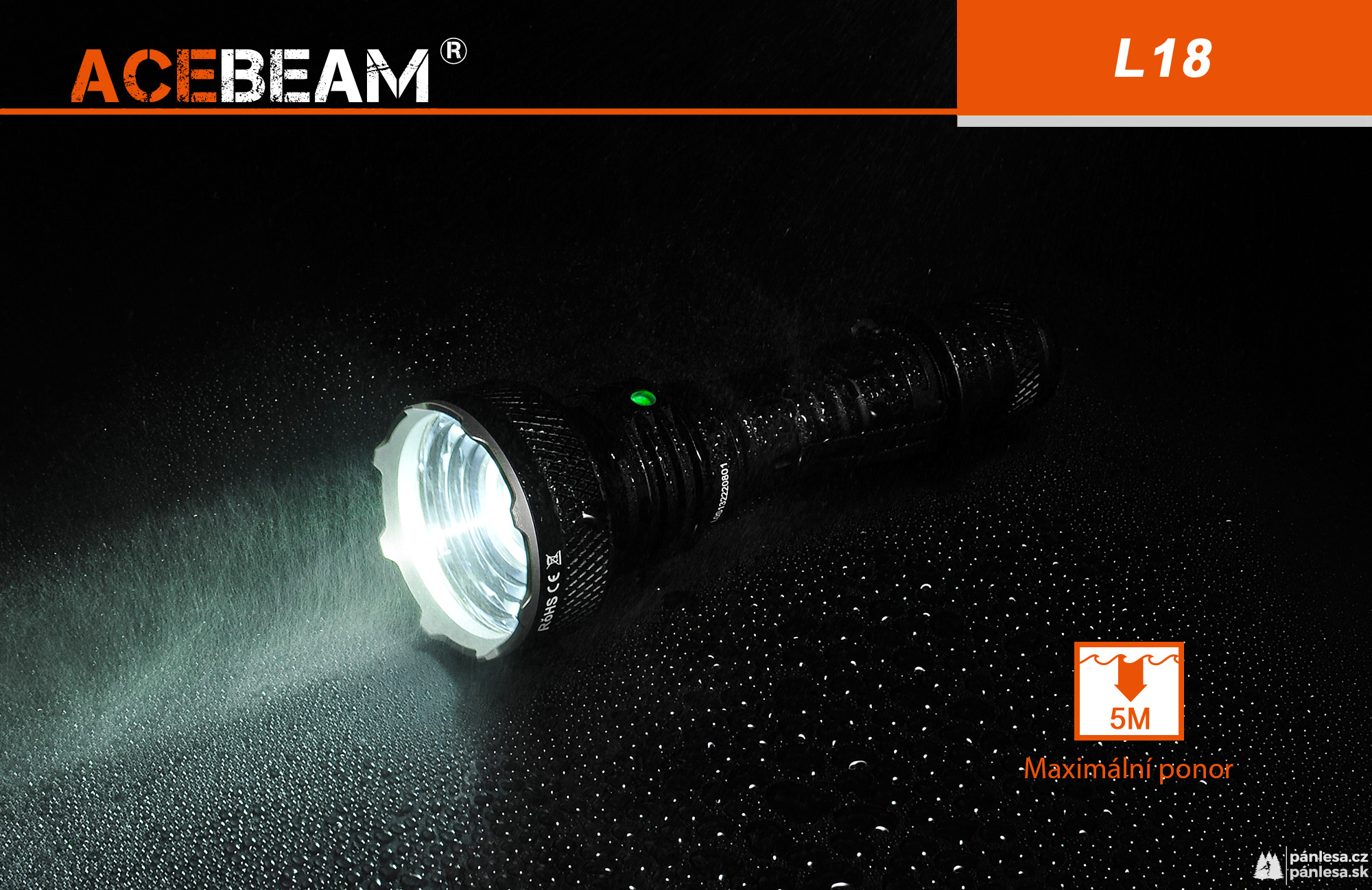 AceBeam L18, 1500 lm - Lovecká LED svítilna, černá