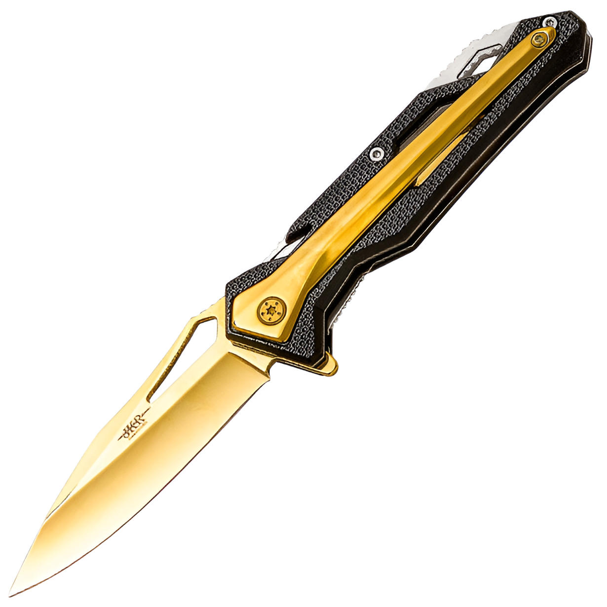 JKR Klappmesser, 8,4 cm, Aluminium, Schwarz-Gold