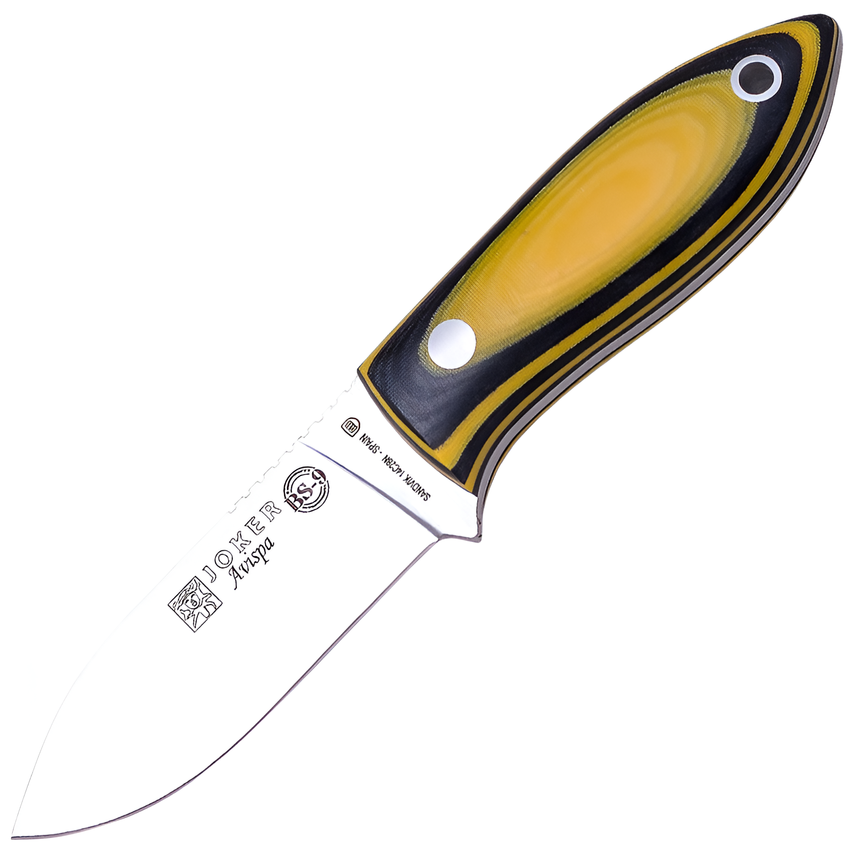 Joker Avispa BS9 - Bushcraftmesser, 8 cm, Micarta, Schwarz-Gelb
