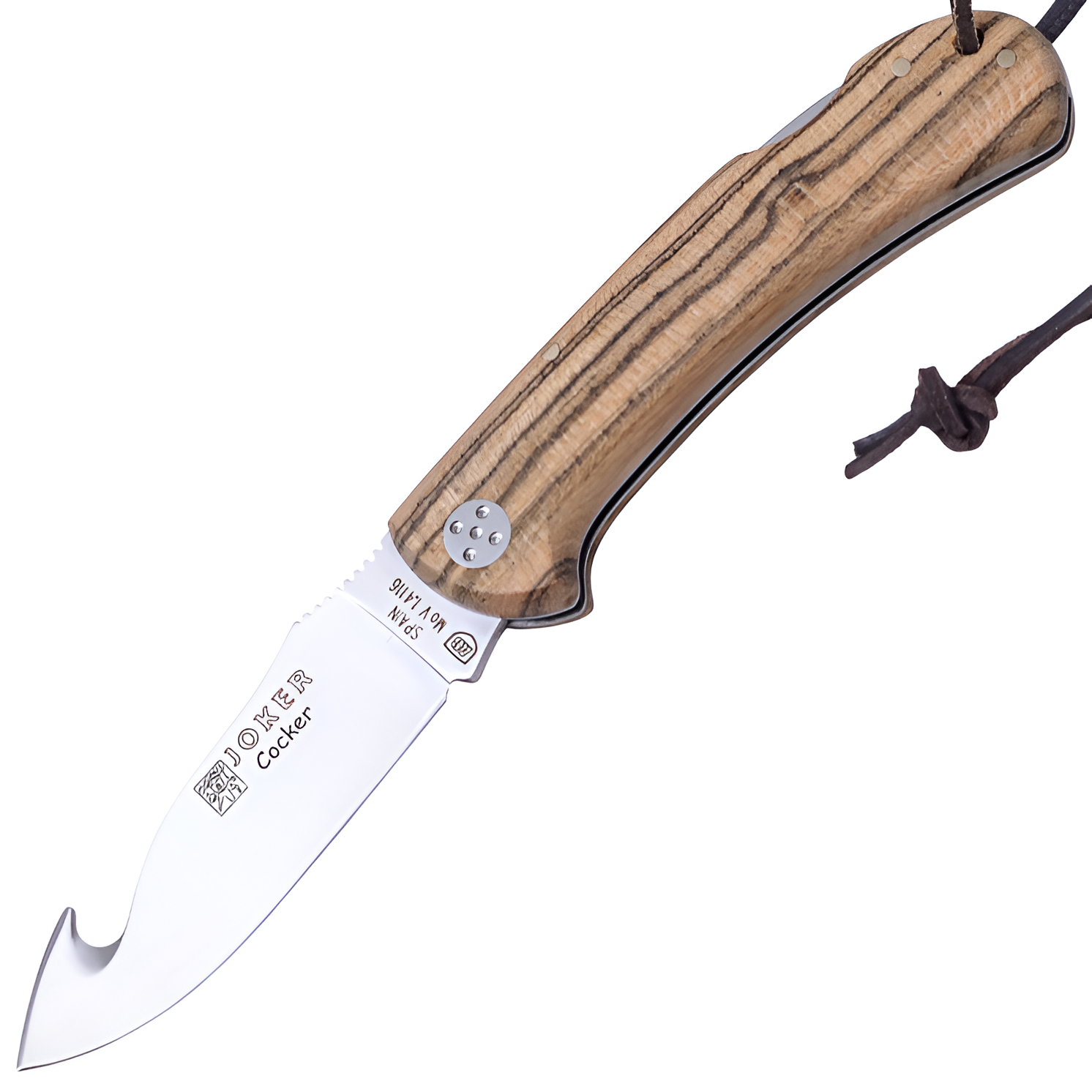 Joker Cocker – Klappmesser mit Aufbrechhaken, 8,9 cm, Bocote-Holz
