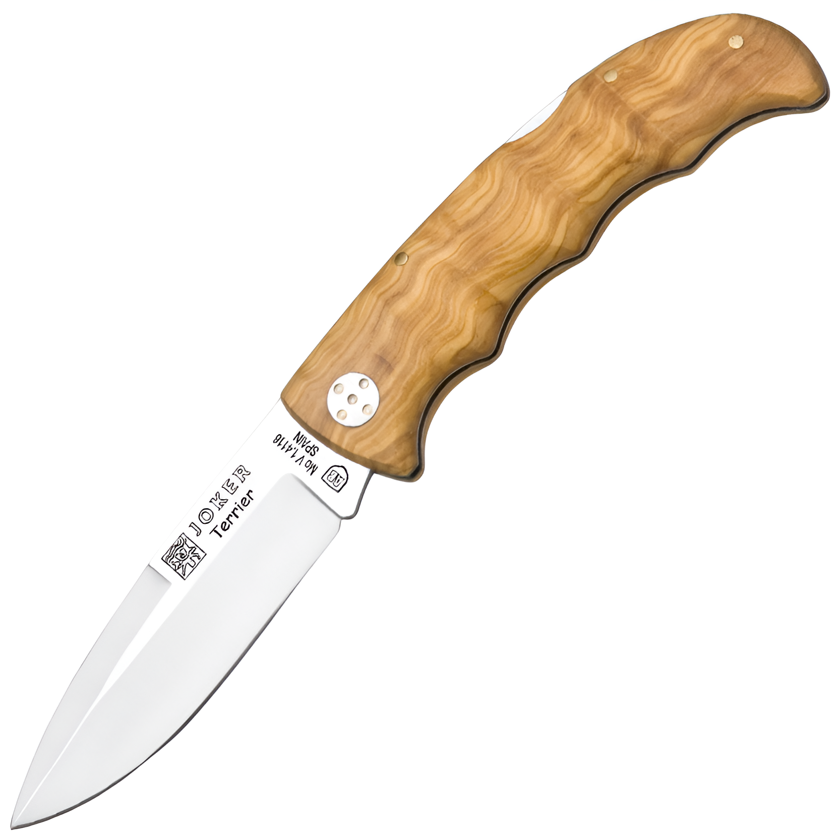 Joker Terrier – Klappmesser, 9,2 cm, Olivenholz