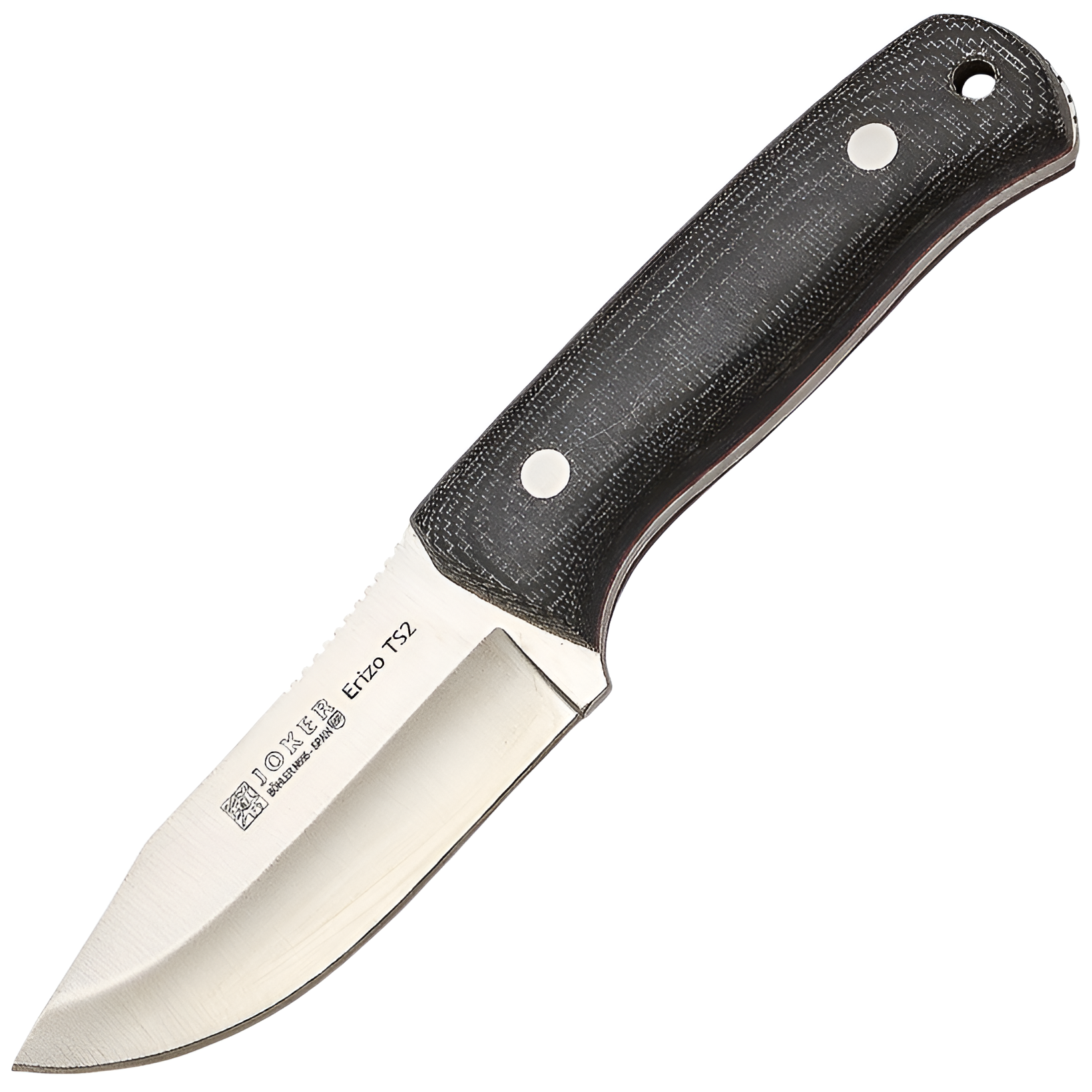 Joker Erizo TS2 - Bushcraftmesser, 9,1 cm, Micarta, Schwarz, Kydex-Scheide